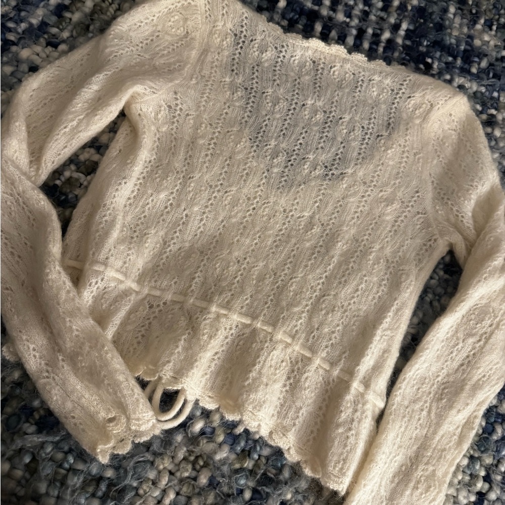 Sezane Soft Lace-Knit Cardigan in Pale Pink - Picture 11 of 12